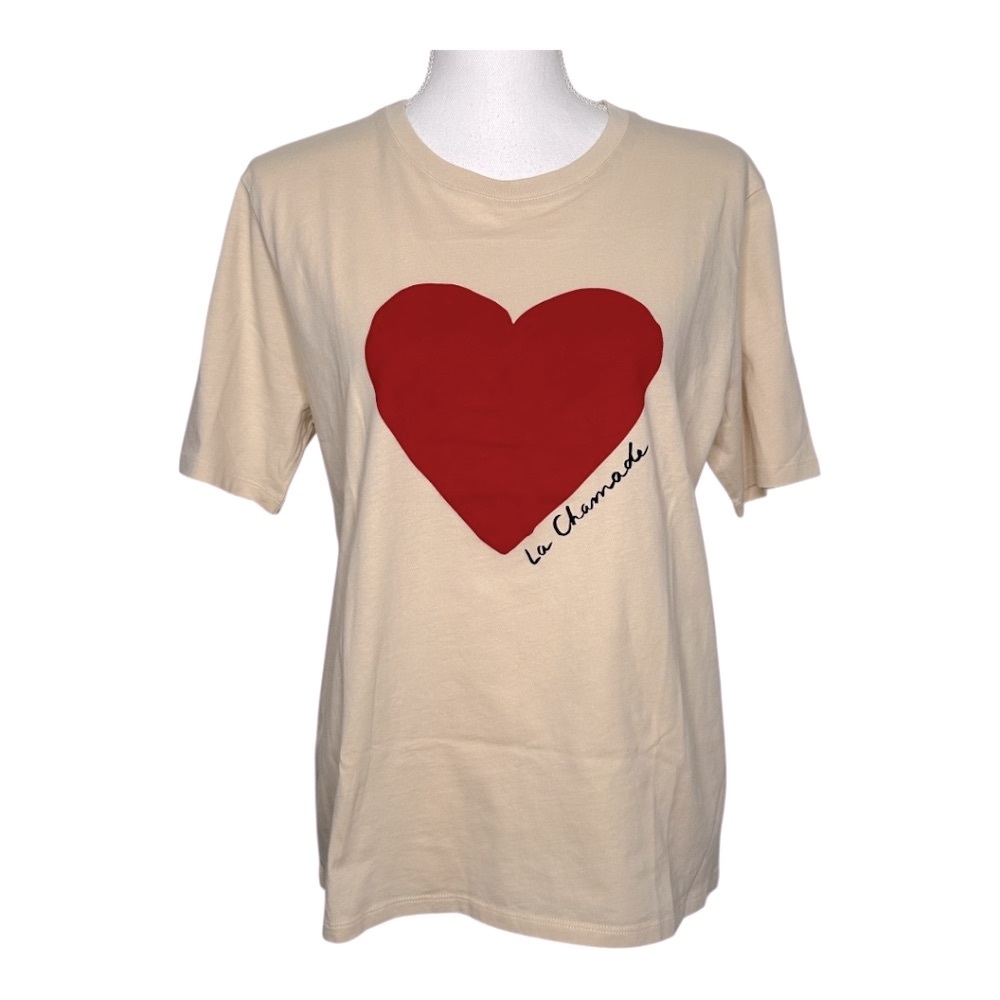 Sezane LA CHAMADE T-SHIRT Heart Medium Quiet Luxury Paris L NWT - Picture 2 of 12